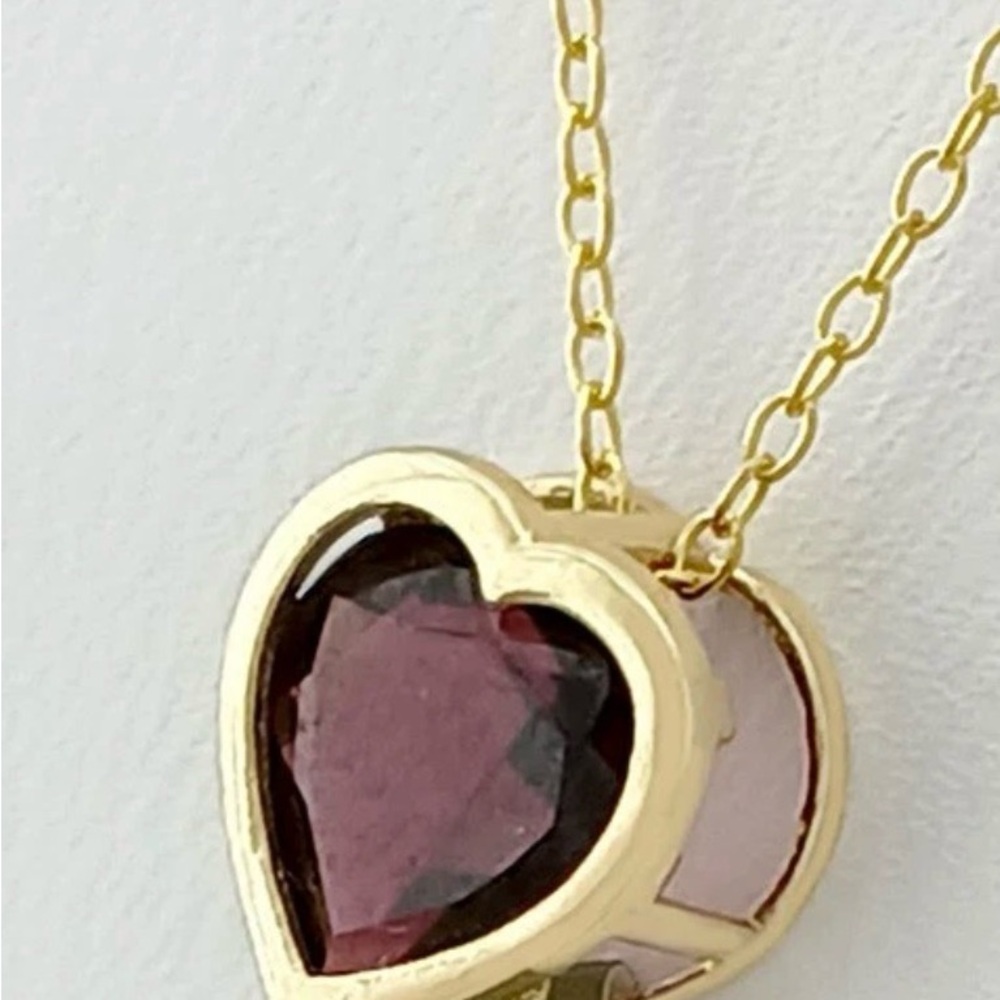 ❤️14k solid gold Solitaire Heart Natural Garnet pendant